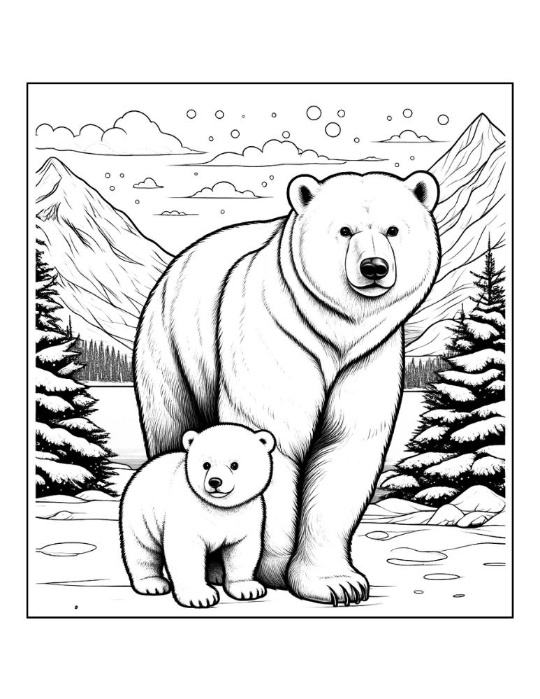 Free polar bear coloring pages for kids