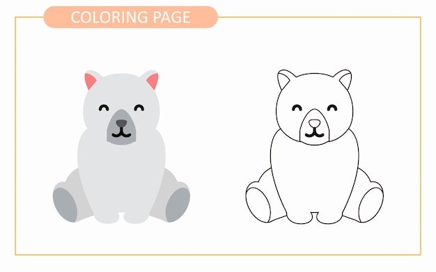 Premium vector coloring page of polar bear educational tracing coloring book for kids