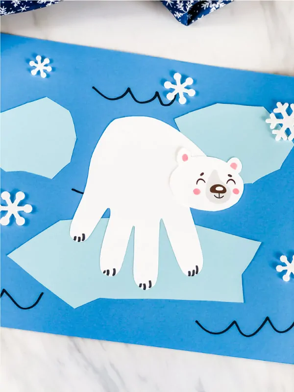 Polar bear handprint craft free template