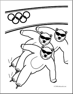 Clip art cartoon olympics polar bear short track skating coloring page i