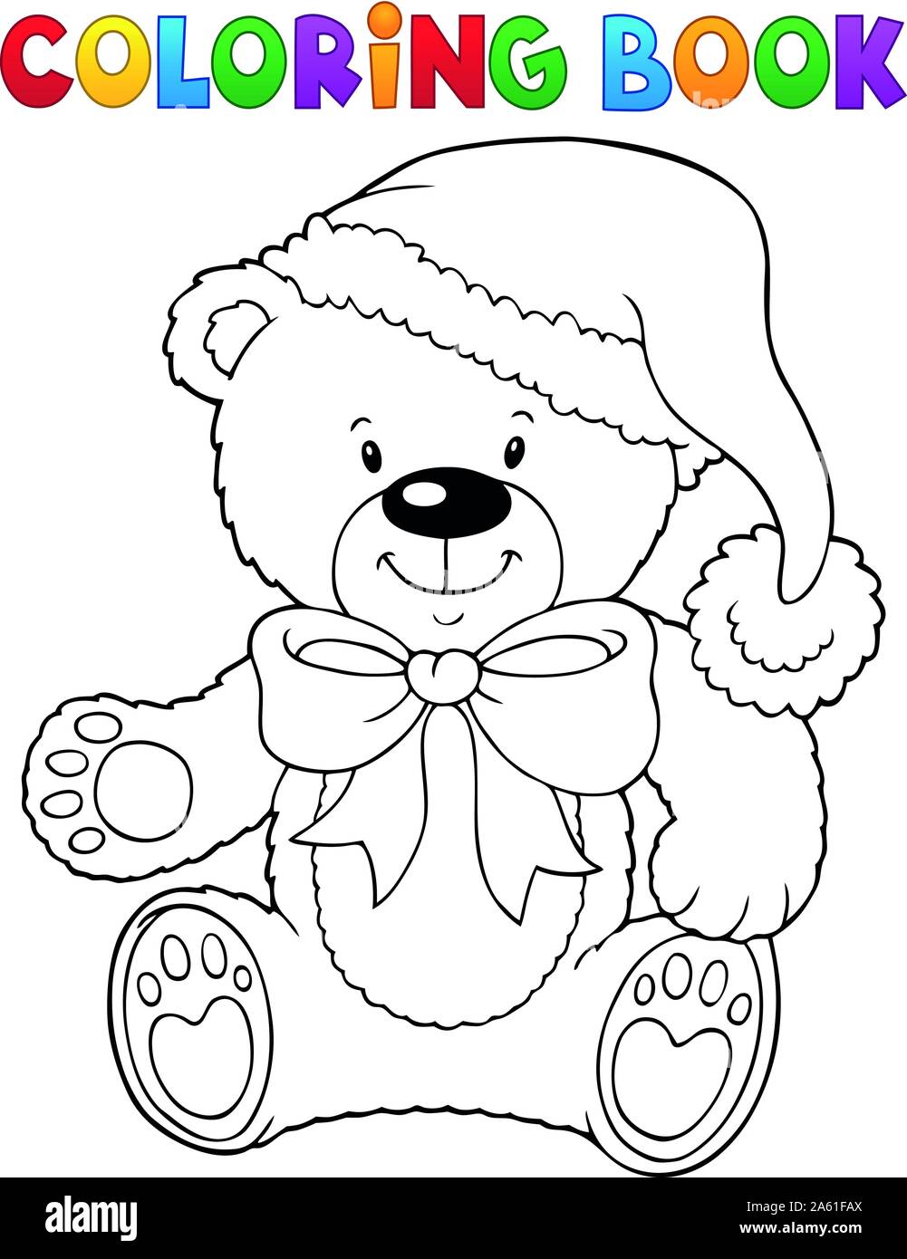 Coloring book christmas teddy bear topic