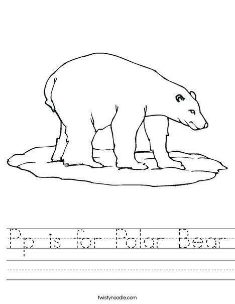 Pp is for polar bear worksheet polar animals polar bear coloring page bear coloring pages