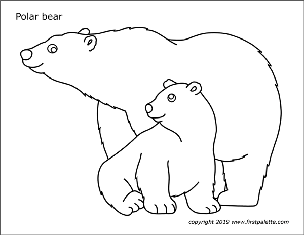 Polar bear free printable templates coloring pages