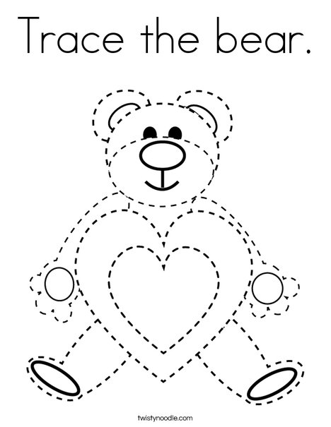 Trace the bear coloring page