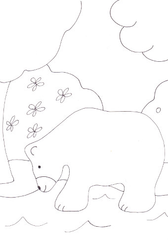 Bear in the water coloring page â wee folk art