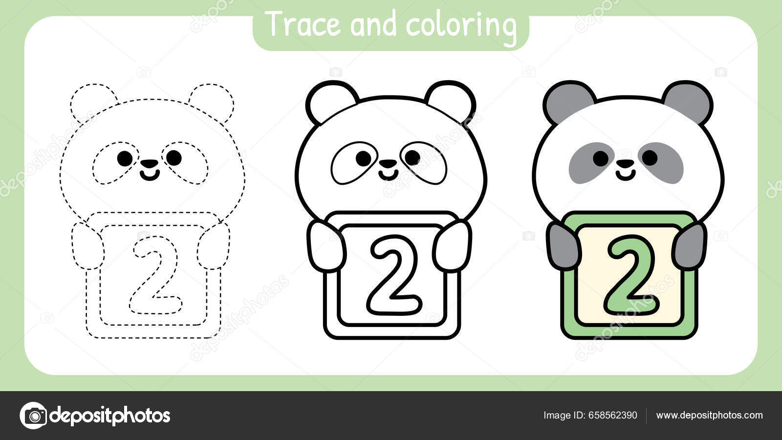 Trace vãritys sivu kid painted book sãpã panda karhu numero â kuvapankkivektori manudsen