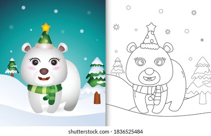 Coloring book cute polar bear christmas stock vector royalty free