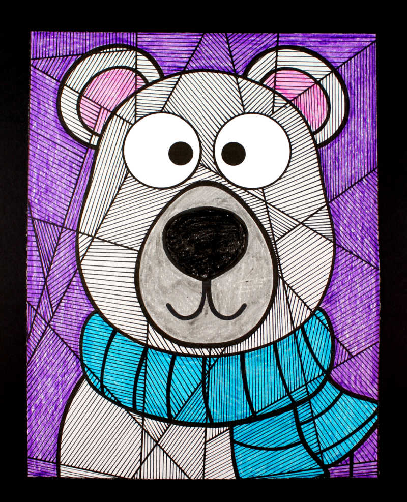 Polar bear line study coloring page