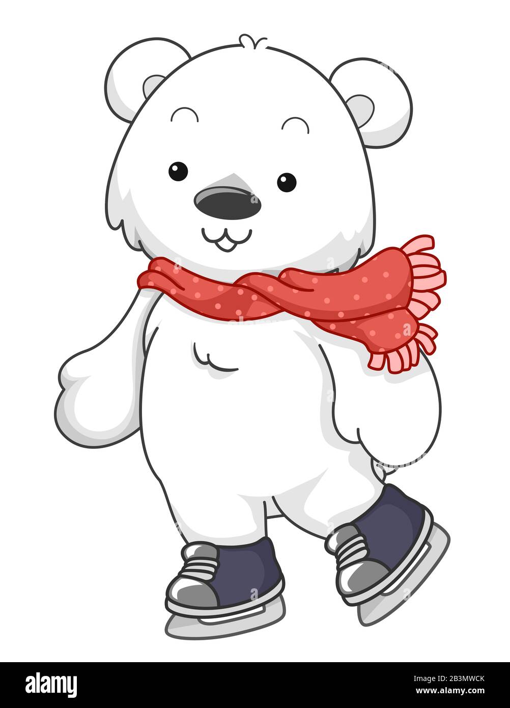 Cartoon polar bear wearing scarf hi