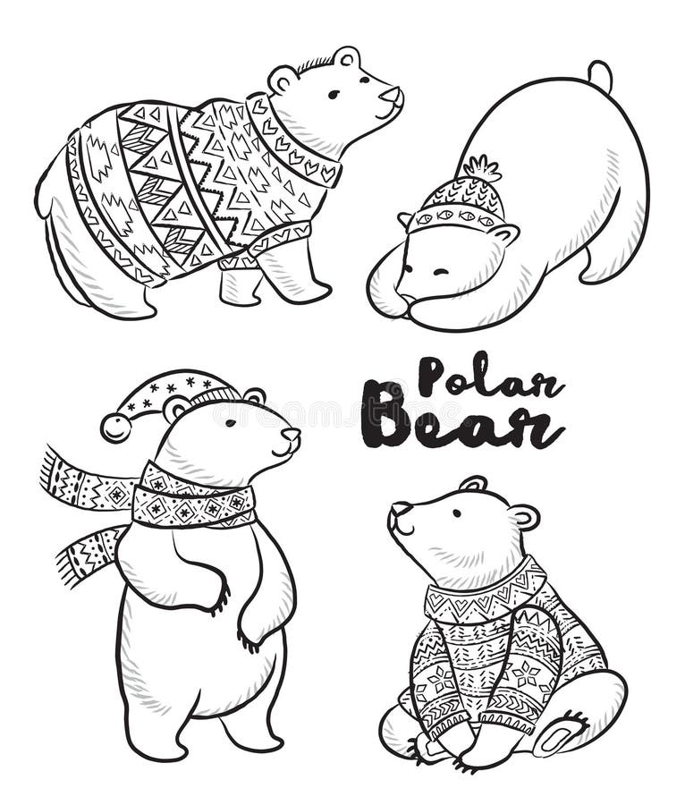 Vector outline set with polar bears stock vector