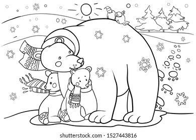 Polar bear cubs cartoon character coloring stock vector royalty free