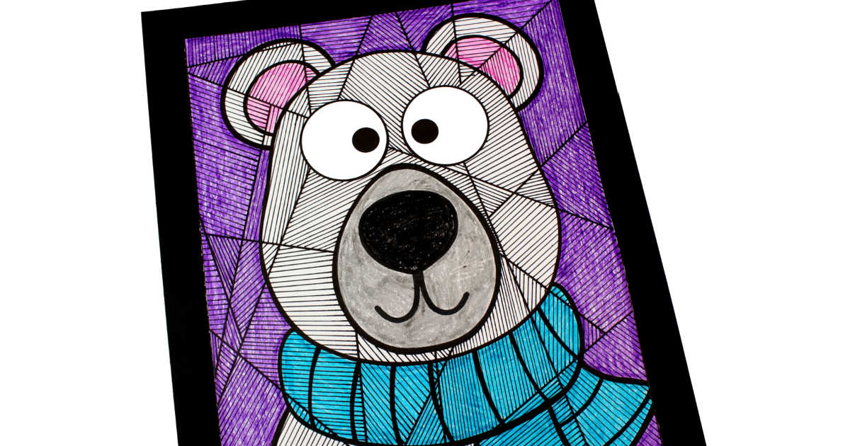 Polar bear line study coloring page