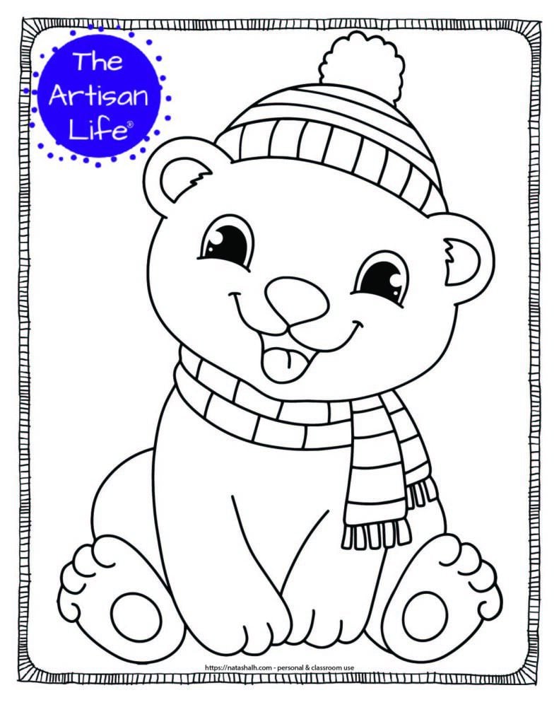 Free printable winter animal coloring pages for kids