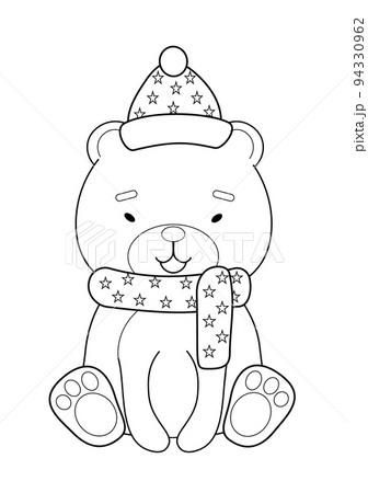 Coloring book with a cute polar bear in a hatãããããç æ