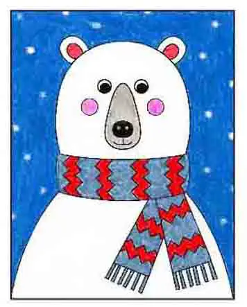 Easy how to draw a bear with a scarf tutorial and coloring page