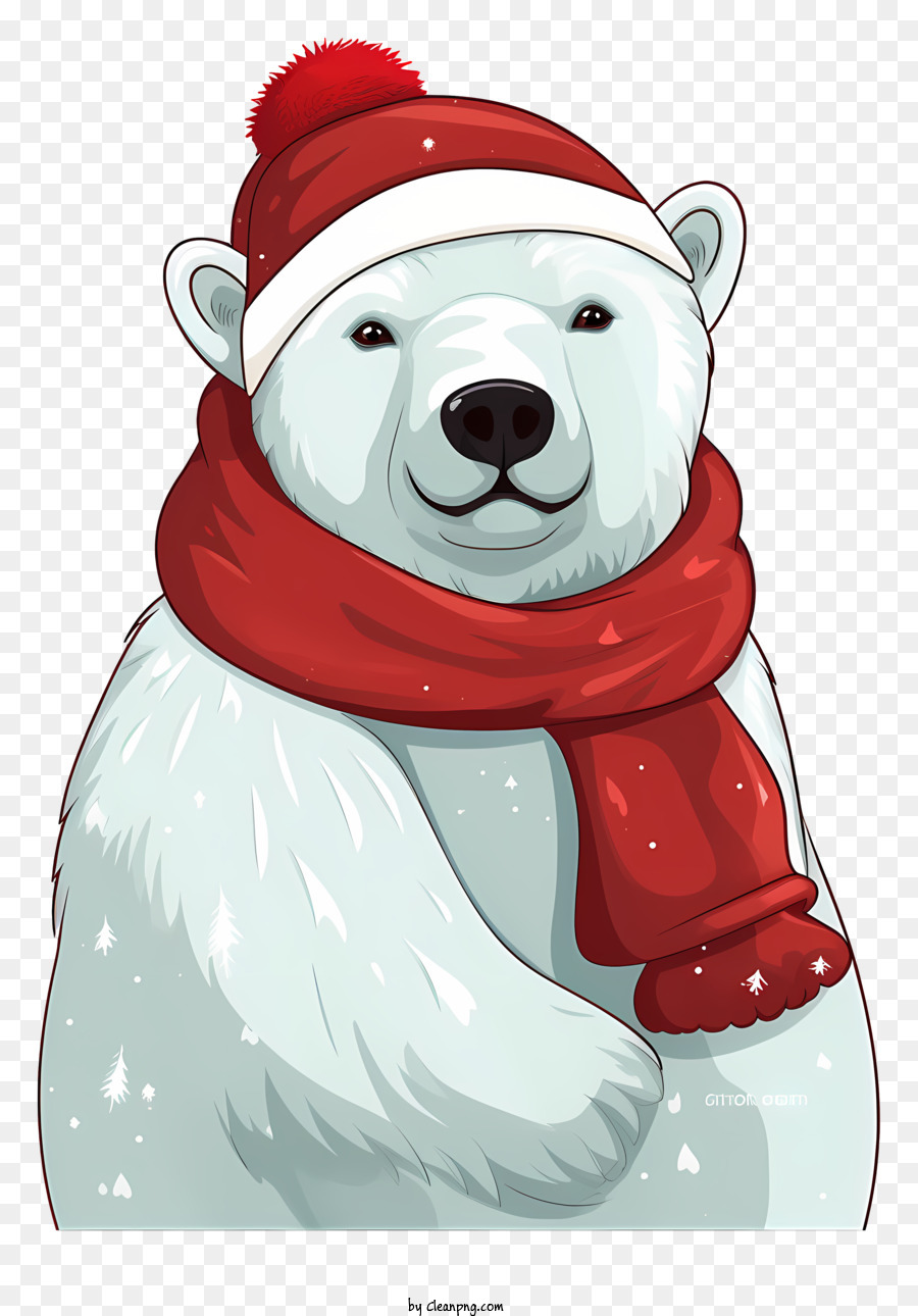 Polar bear wearing santa hat and scarf png download