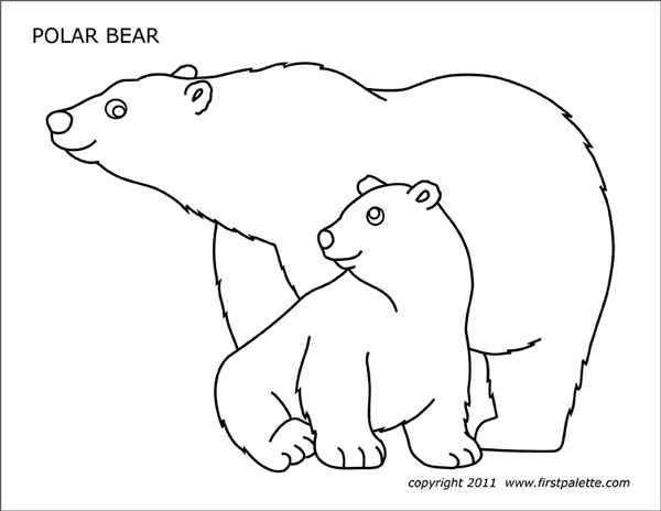 Polar bear free printable templates coloring pages