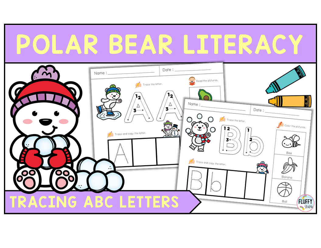 Pages of fun polar bear tracing letters preschool activities
