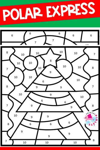 Polar express day math coloring pages color by number code sheets