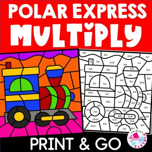 Polar express christmas math coloring pages