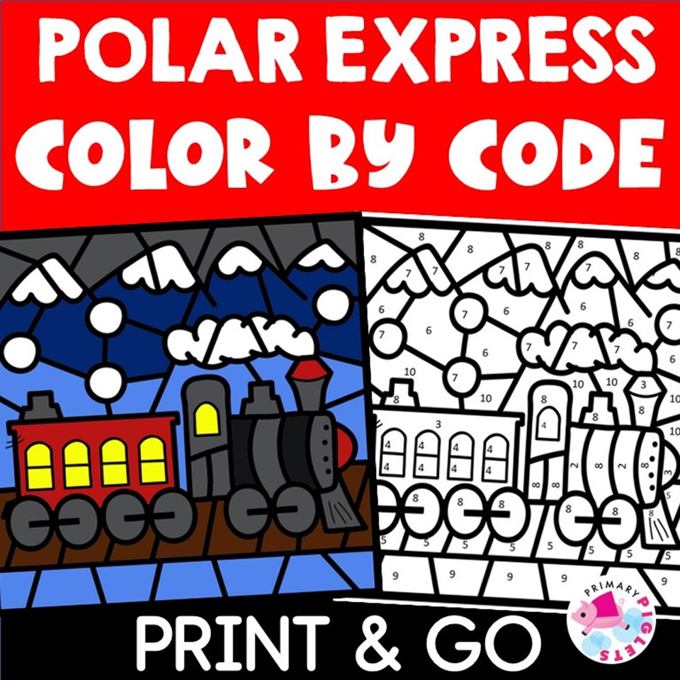 Polar express color by number made by teachers