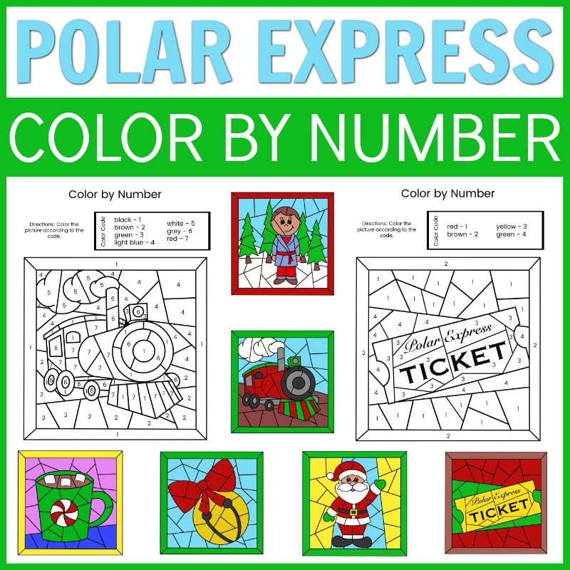 Polar express color by number pages
