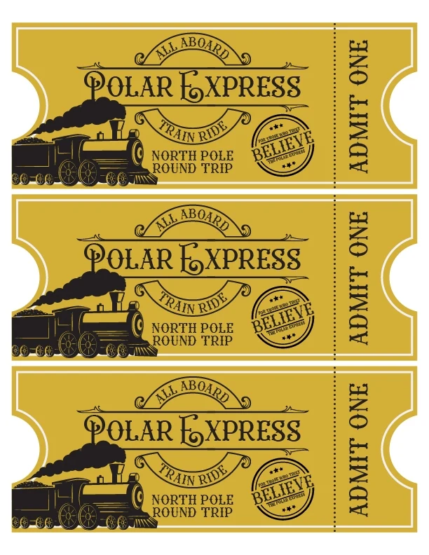 Free printable polar express train tickets pdf