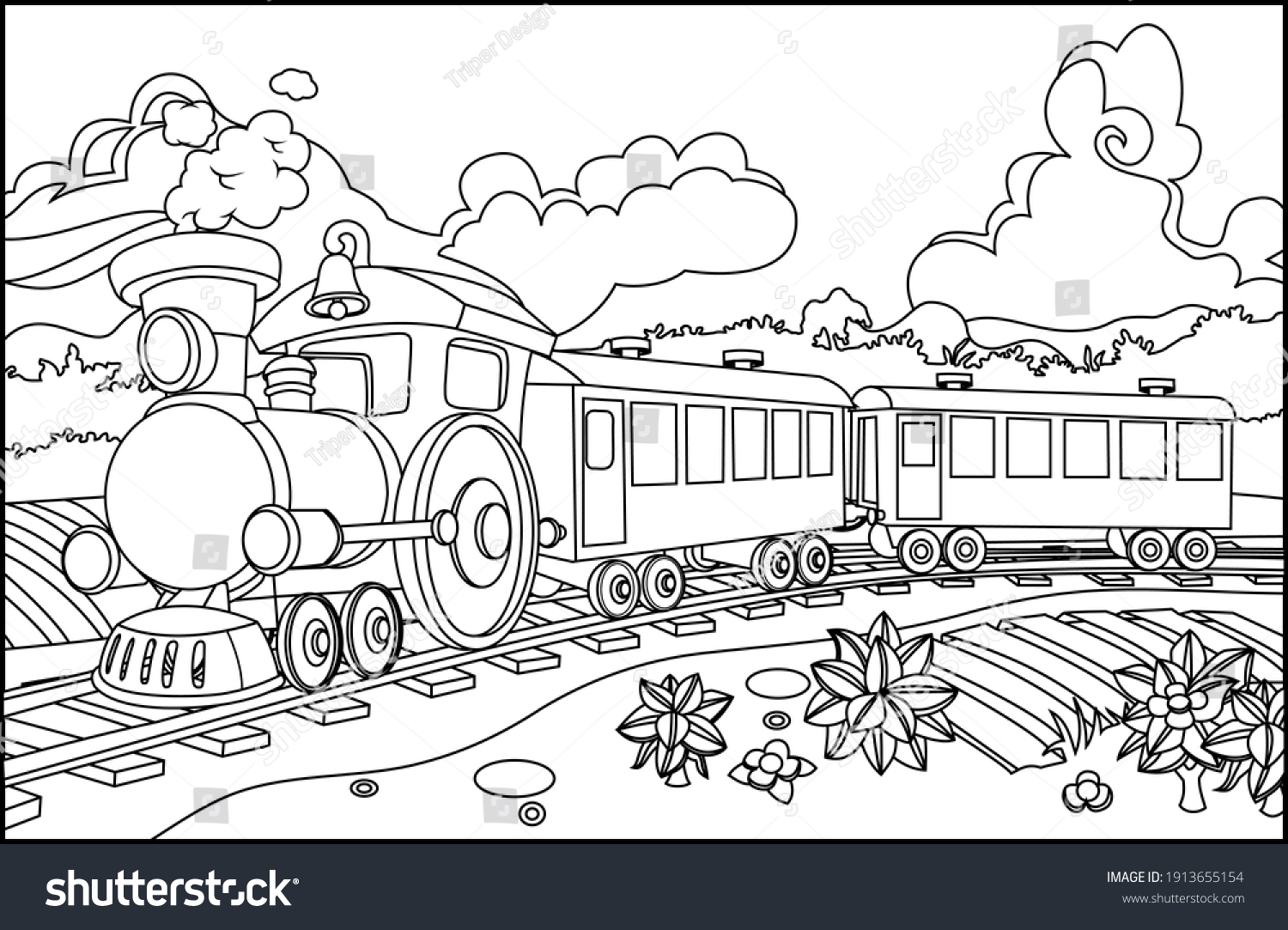 Train polar express coloring children book stock vector royalty free