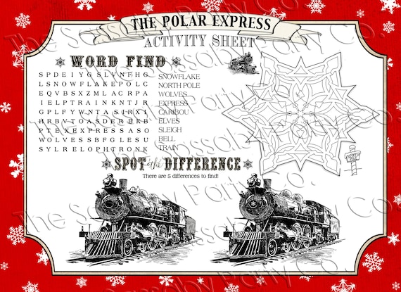 Polar express activity sheets instant download printable