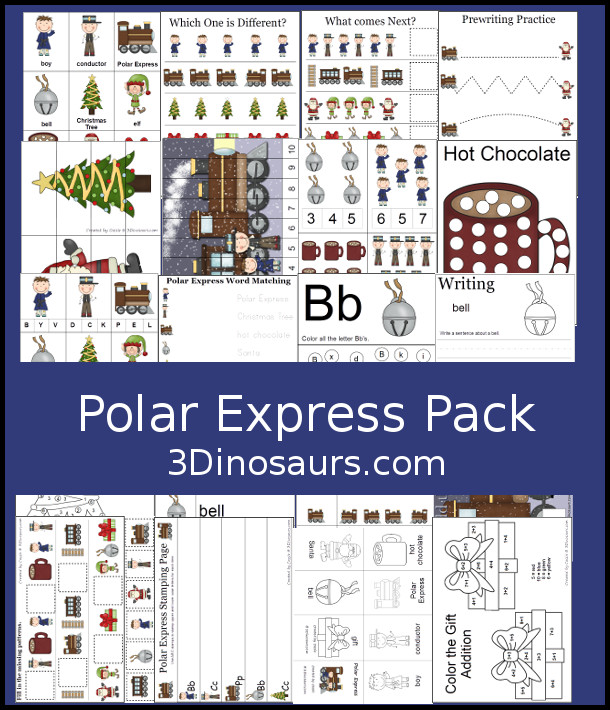 Free polar express pack for tot preschool prek kindergarten dinosaurs