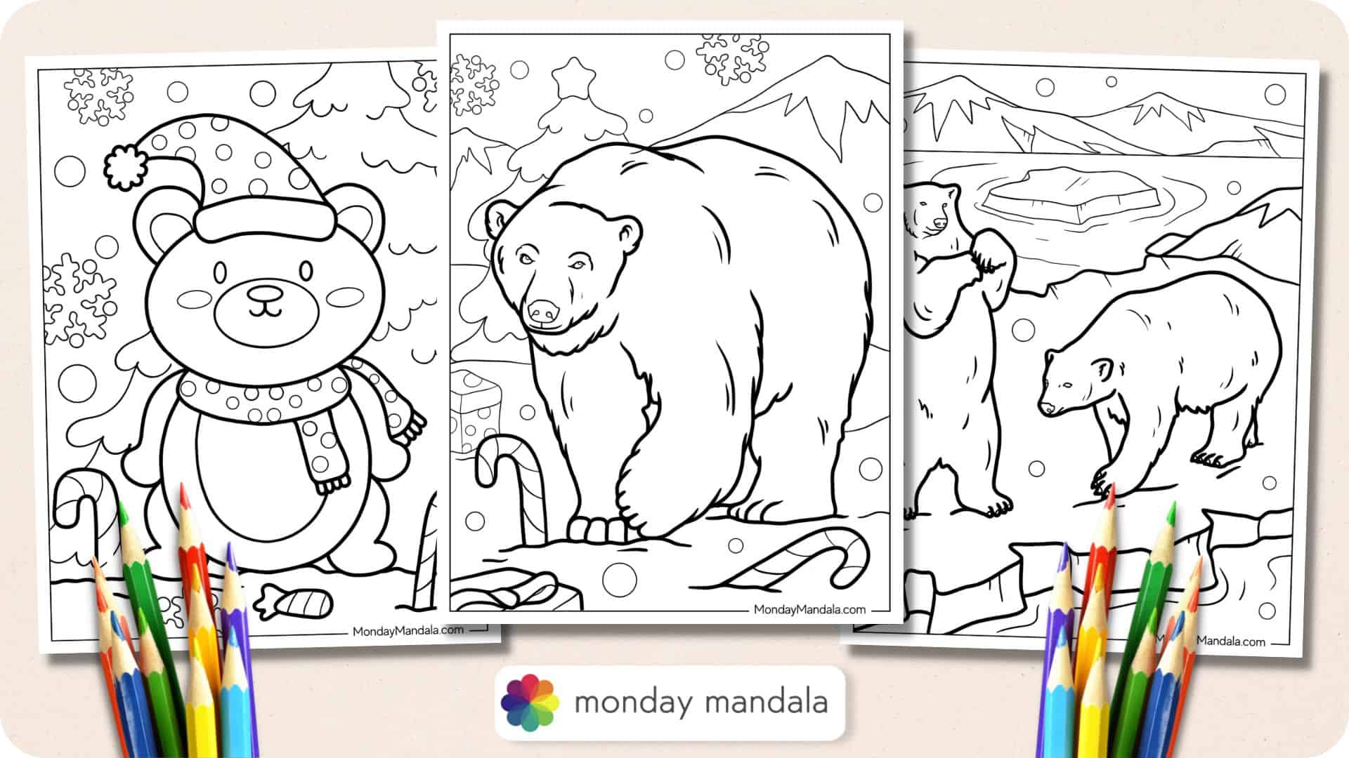 Polar bear coloring pages free pdf printables