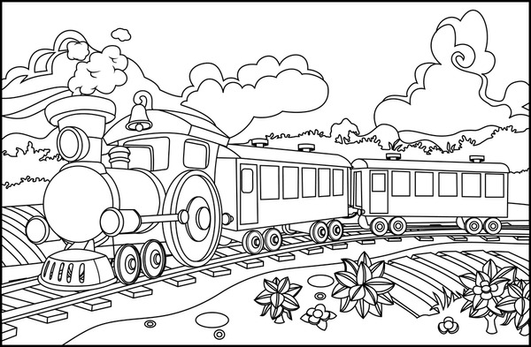 Thousand coloring book train royalty