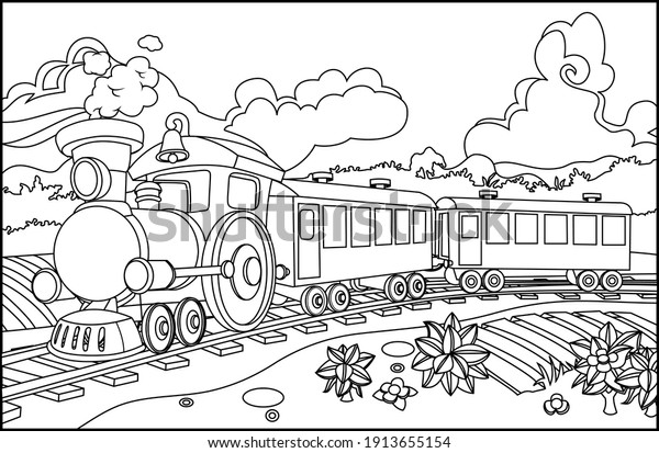 Train polar express coloring children book stock vector royalty free