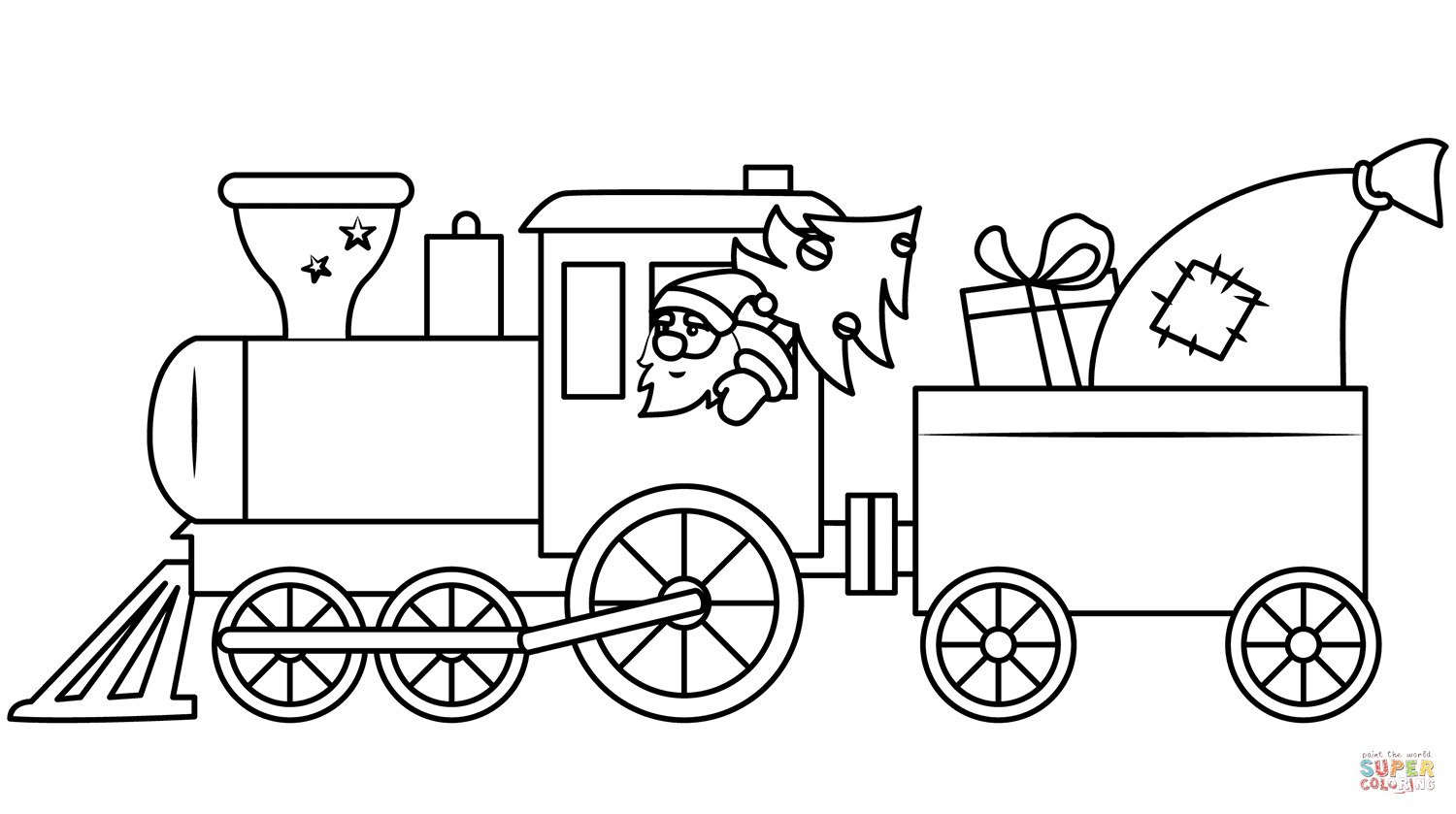 Christmas train coloring page free printable coloring pages