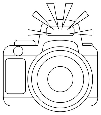 Camera with flash in camera drawing coloring pages polaroid camera colors