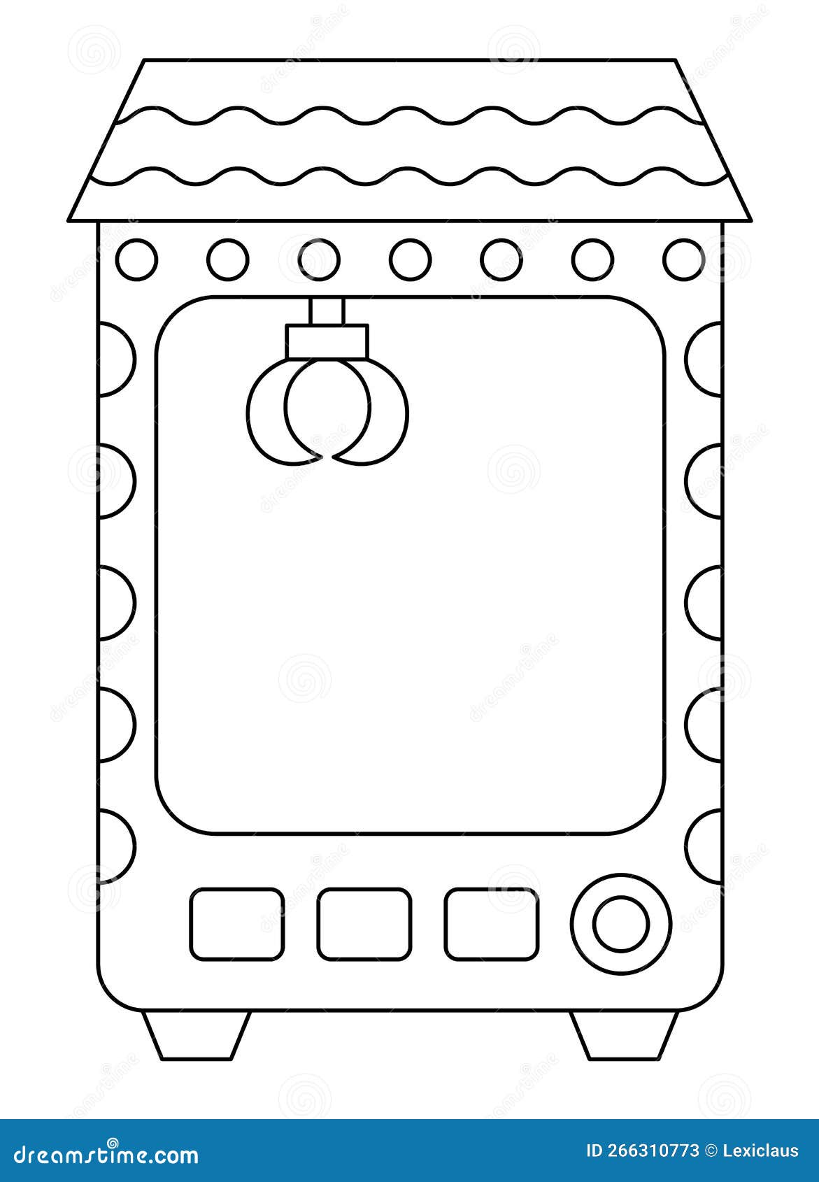 Vector black and white kawaii toy vending machine icon for kids cute line gadget illustration or coloring page stock vector