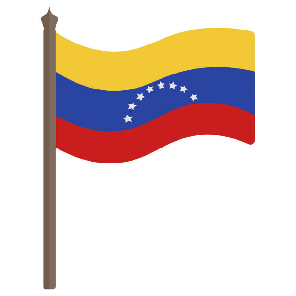 Flag of venezuela sketch vector illustration coloring book for children the tricolor is decorated with eight stars bolivarian republic of venezuela the national symbol of the state develops in the wind flat