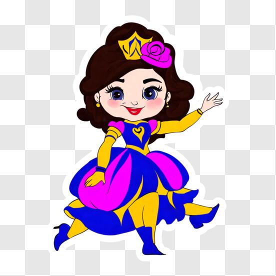 Download colorful cartoon princess dancing sticker png online