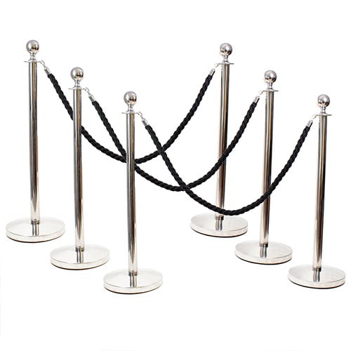 Prestige chrome poles with black braided ropes