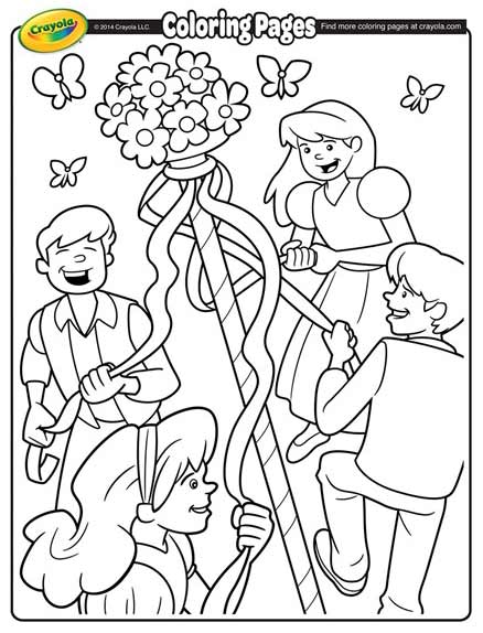 May day maypole coloring page