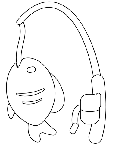 Fishing pole and fish emoji coloring page free printable coloring pages