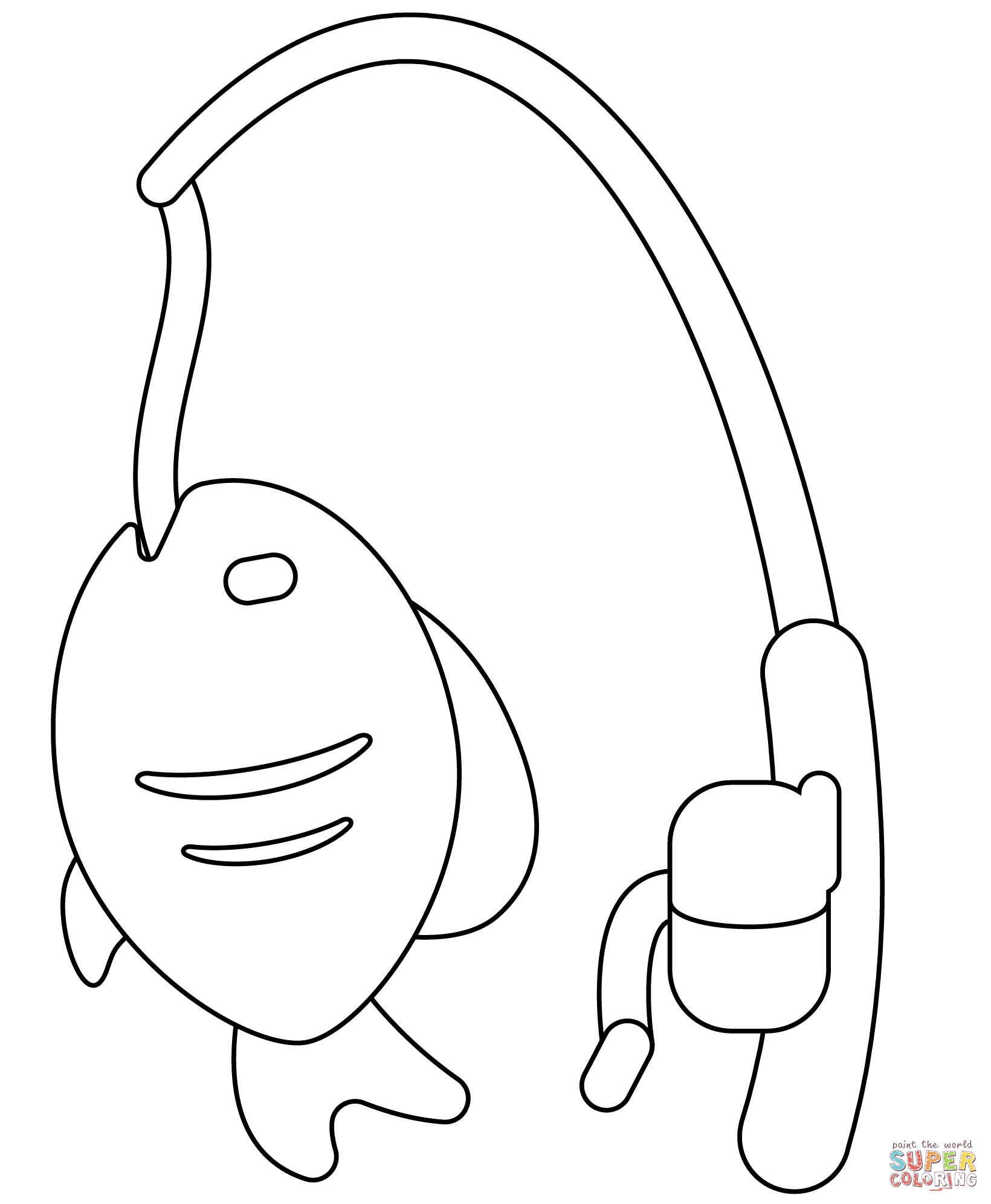 Fishing pole and fish emoji coloring page free printable coloring pages