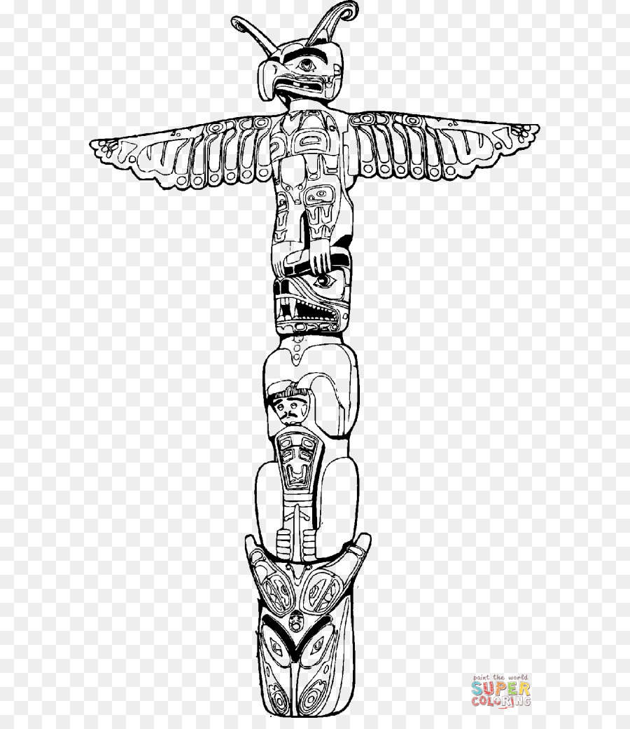 Totem pole black and white png download