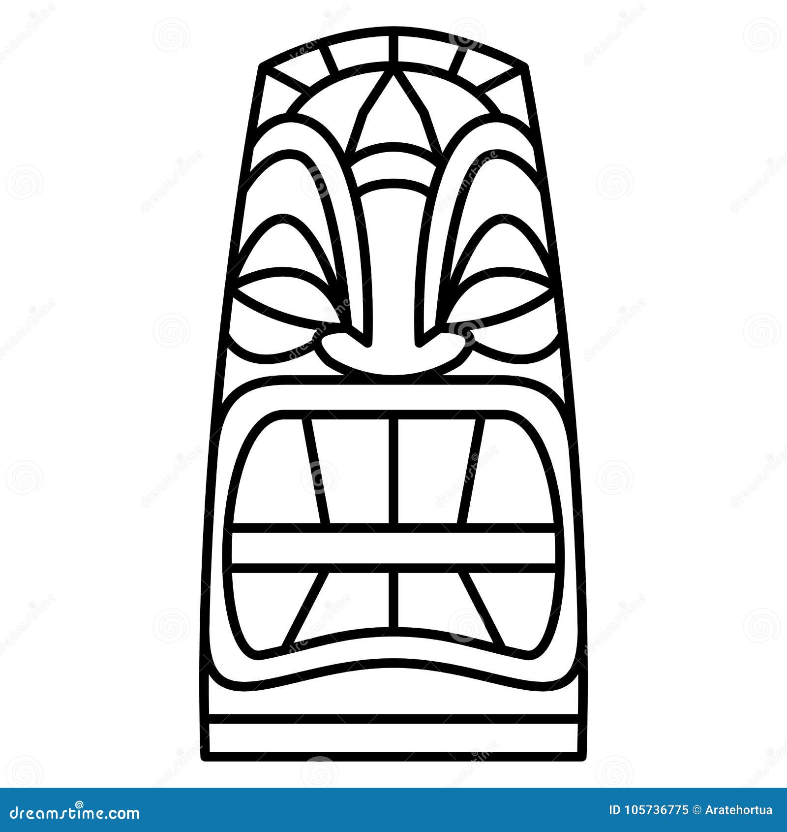 Cartoon tiki idol isolated on white background stock illustration