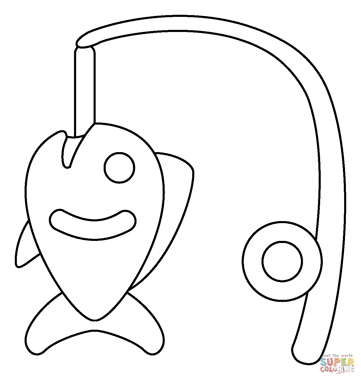 Fishing pole emoji coloring page free printable coloring pages