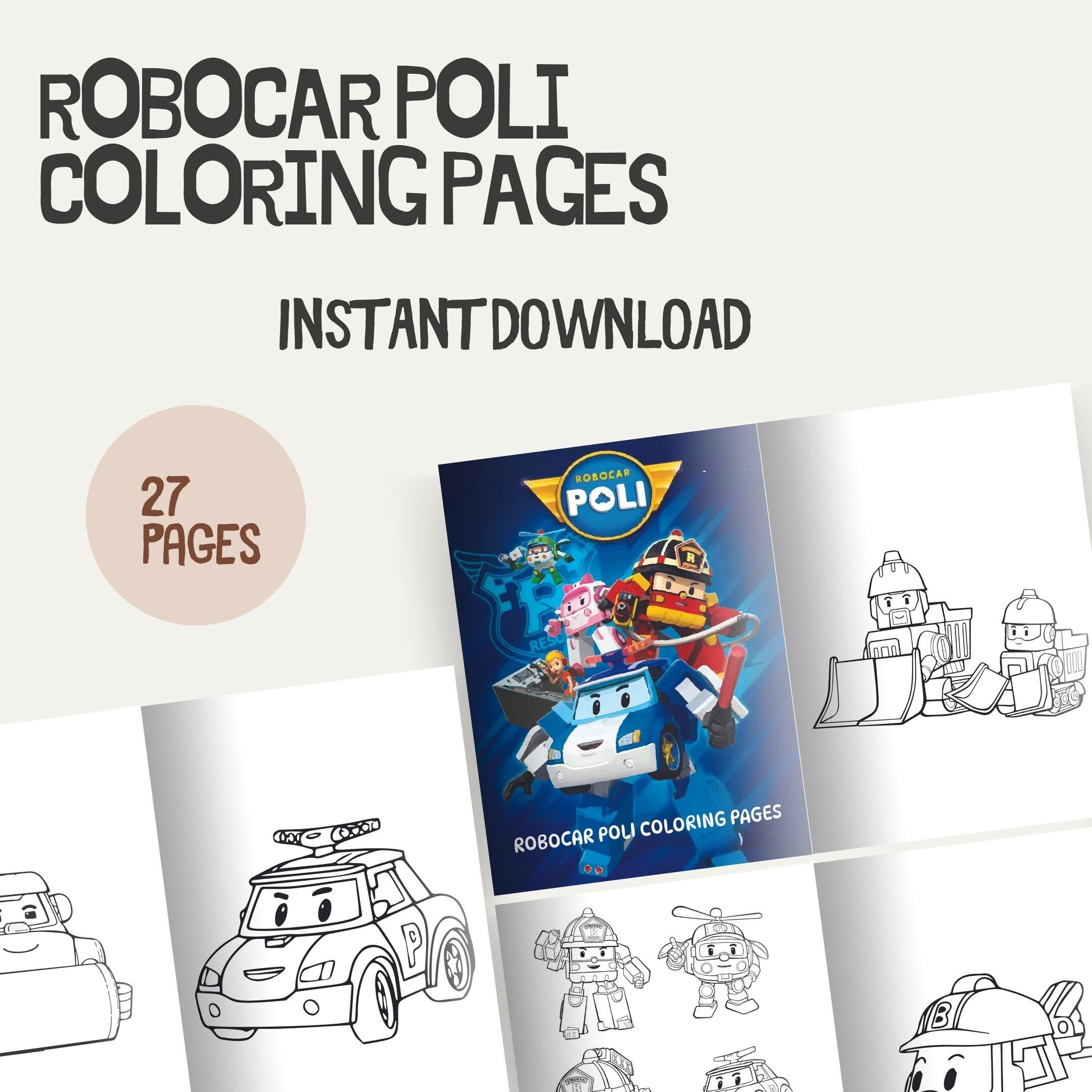 Coloring book coloring pages robocar poli theme cartoon cars coloring sheets kids activity book back to the school gift