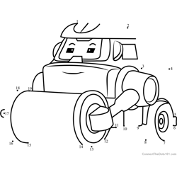 Robocar poli connect the dots worksheets printable for kids