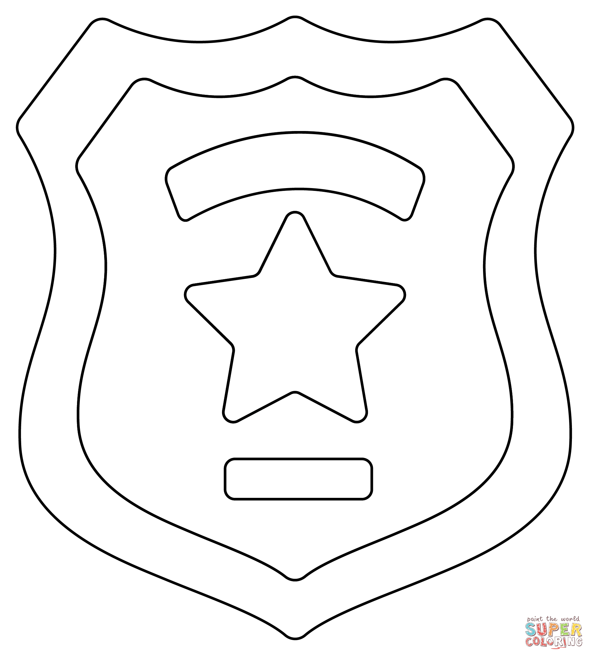 Police badge coloring page free printable coloring pages