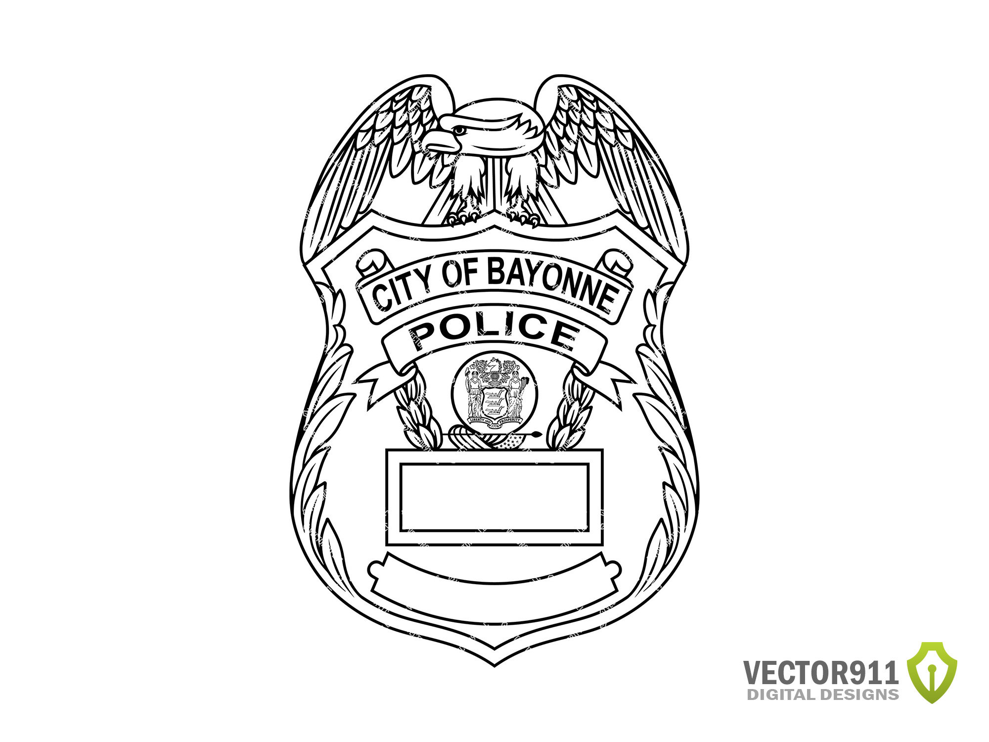 Bayonne new jersey police department badge nj city law enforcement badge logo digital vector ai svg png