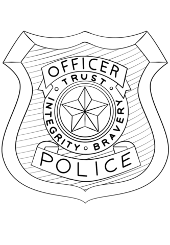 Police officer badge coloring page free printable coloring pages